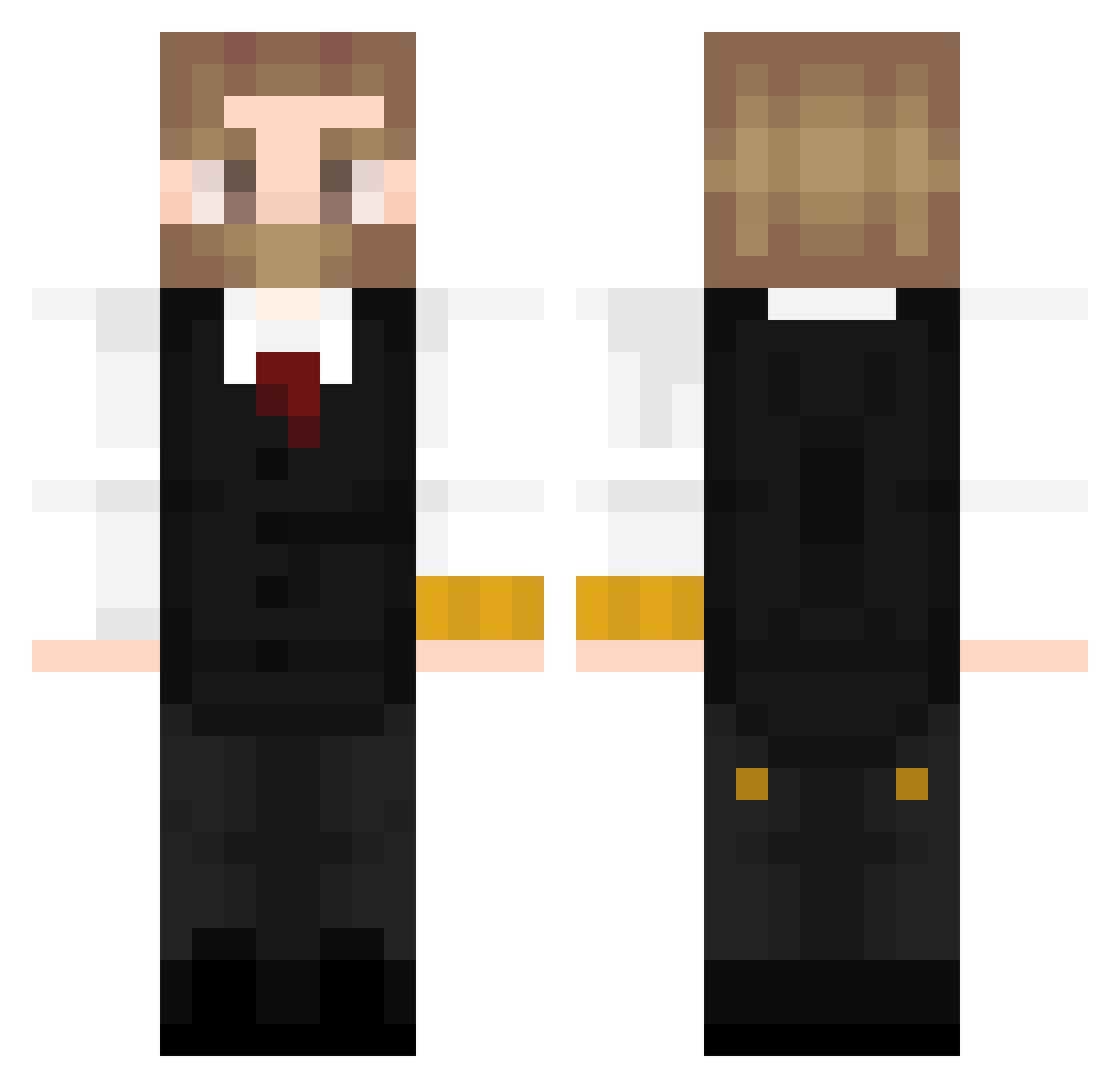KomfHD Minecraft skin, front and back view
