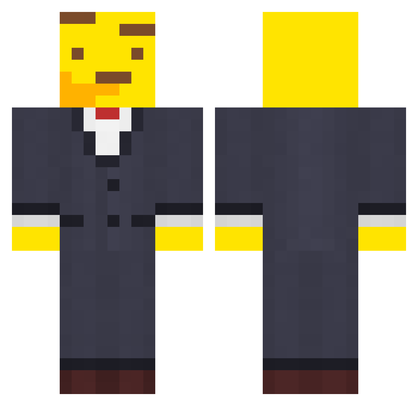Nerfywoo Minecraft skin, front and back view