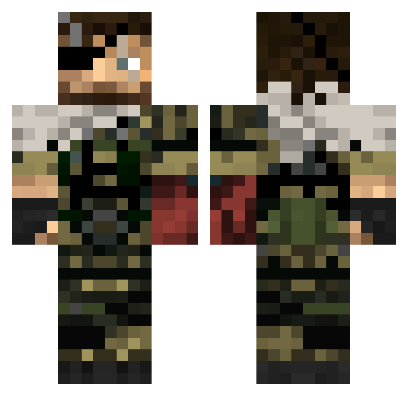 ClangMan Minecraft skin, front and back view