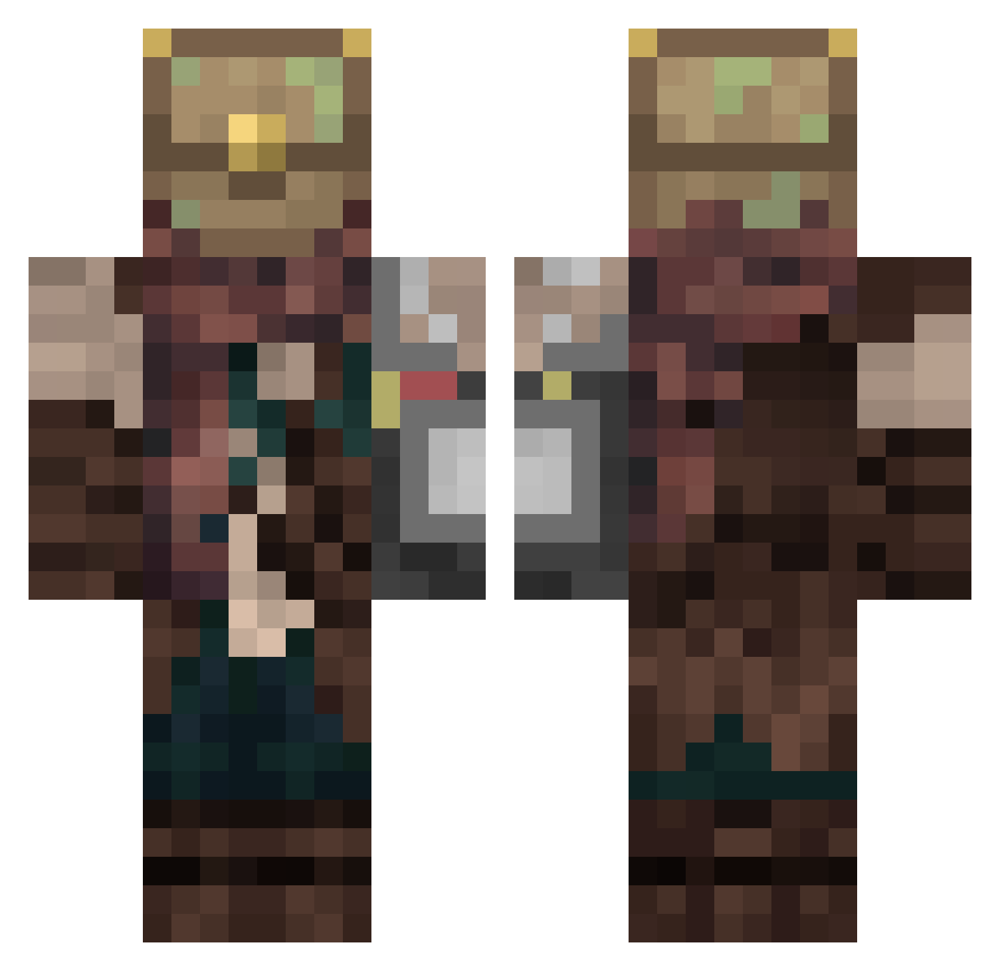 SilentHorror Minecraft skin, front and back view