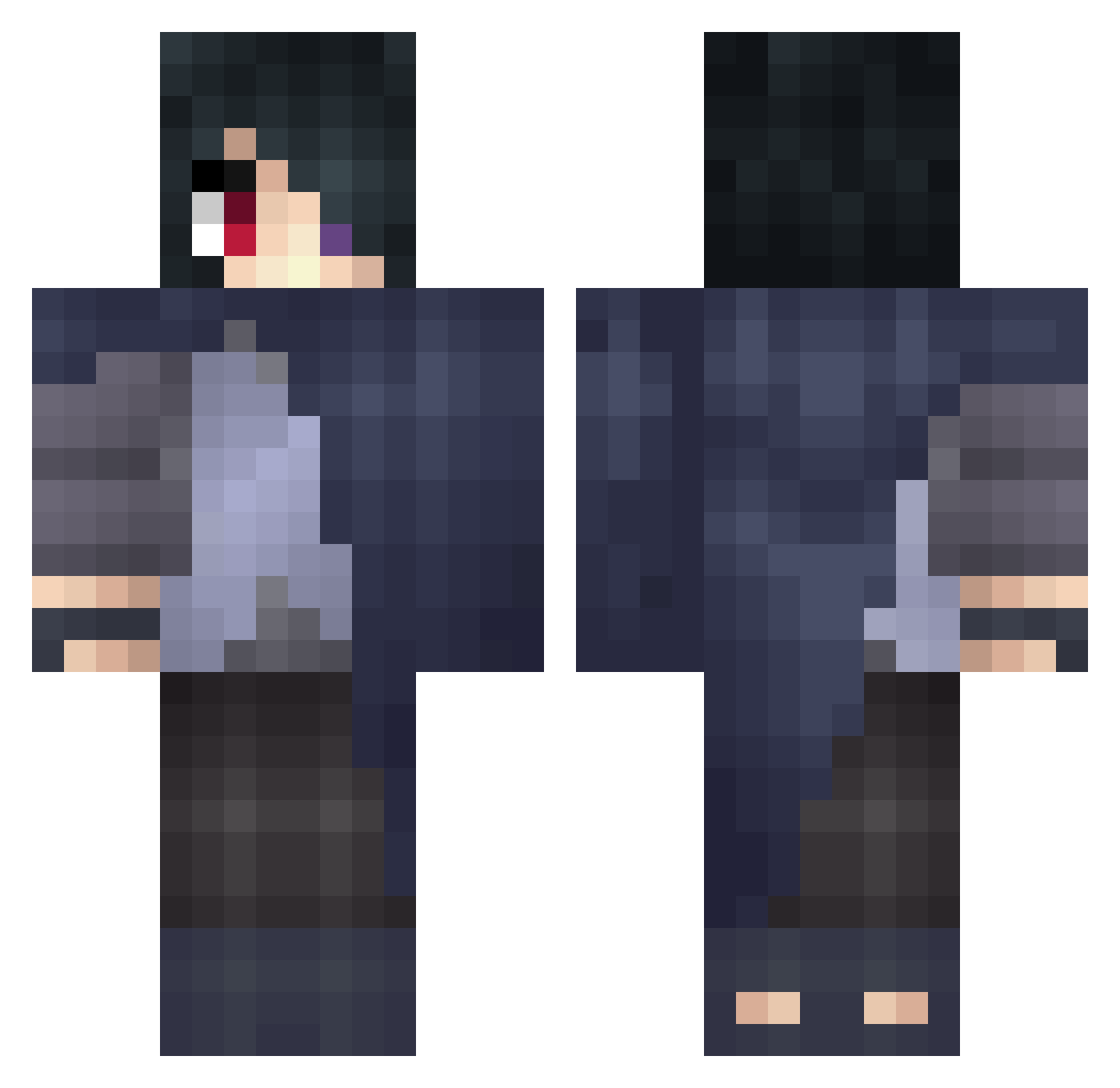 Zep_Enzo Minecraft skin, front and back view
