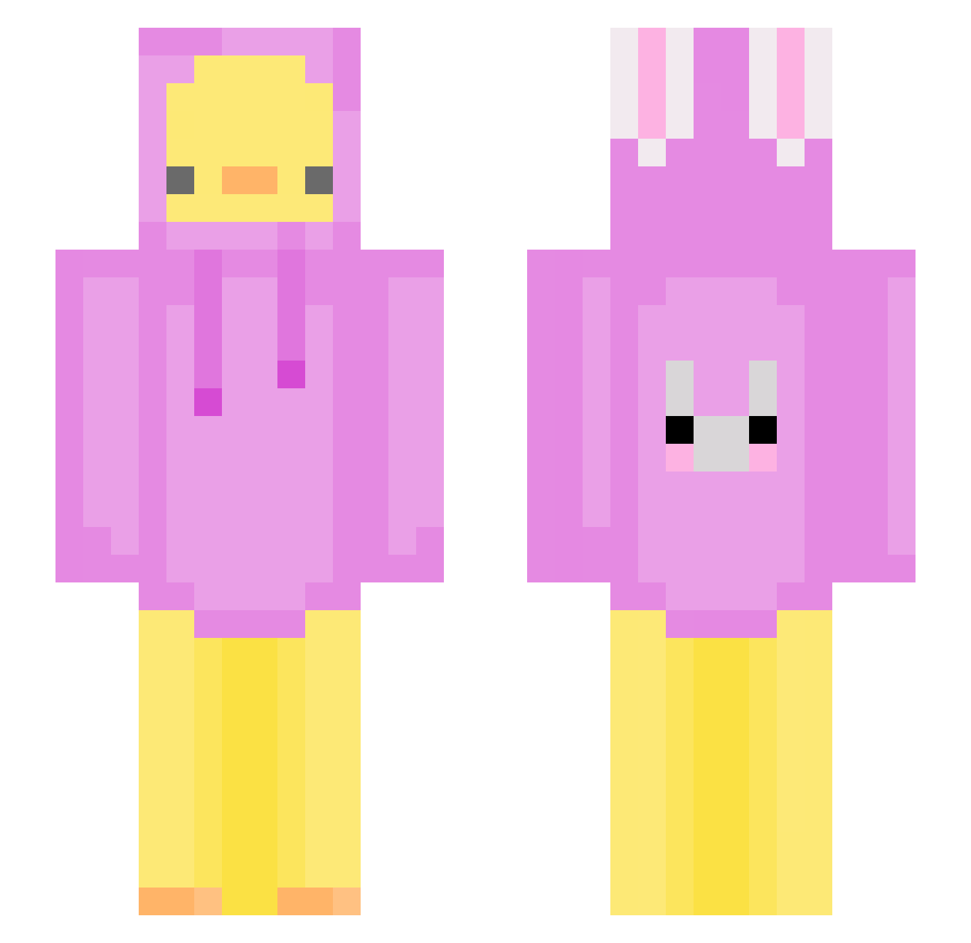 XyXydt78 Minecraft skin, front and back view