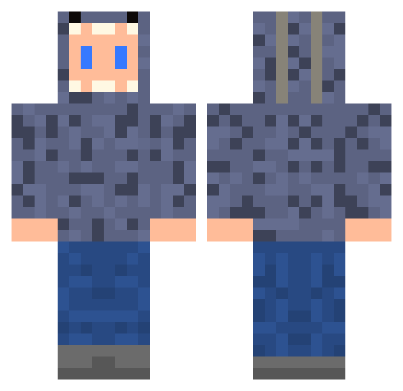 Fatty110 Minecraft skin, front and back view