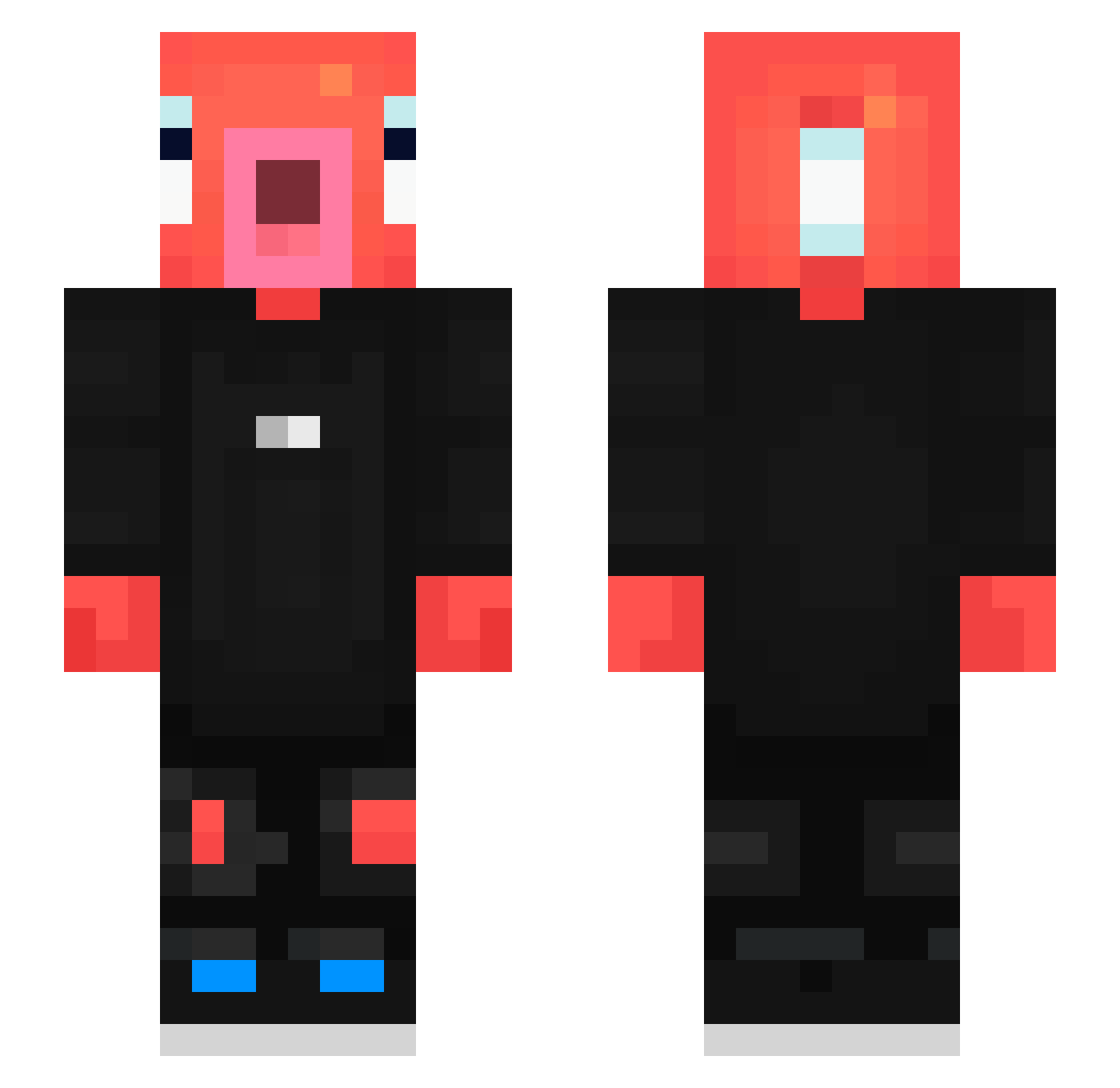 DescendedGamer Minecraft skin, front and back view