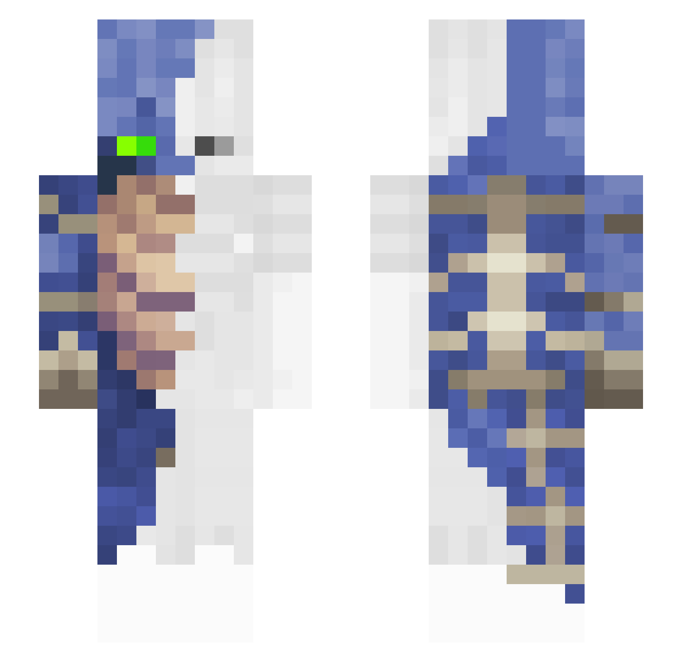 LaggyGhost Minecraft skin, front and back view