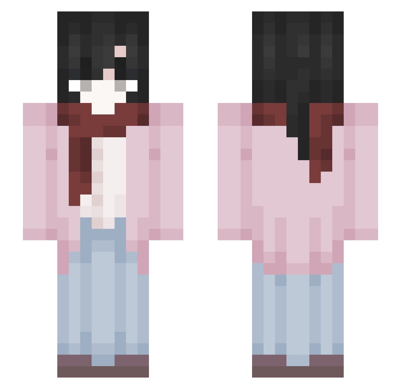 lululipas Minecraft skin, front and back view