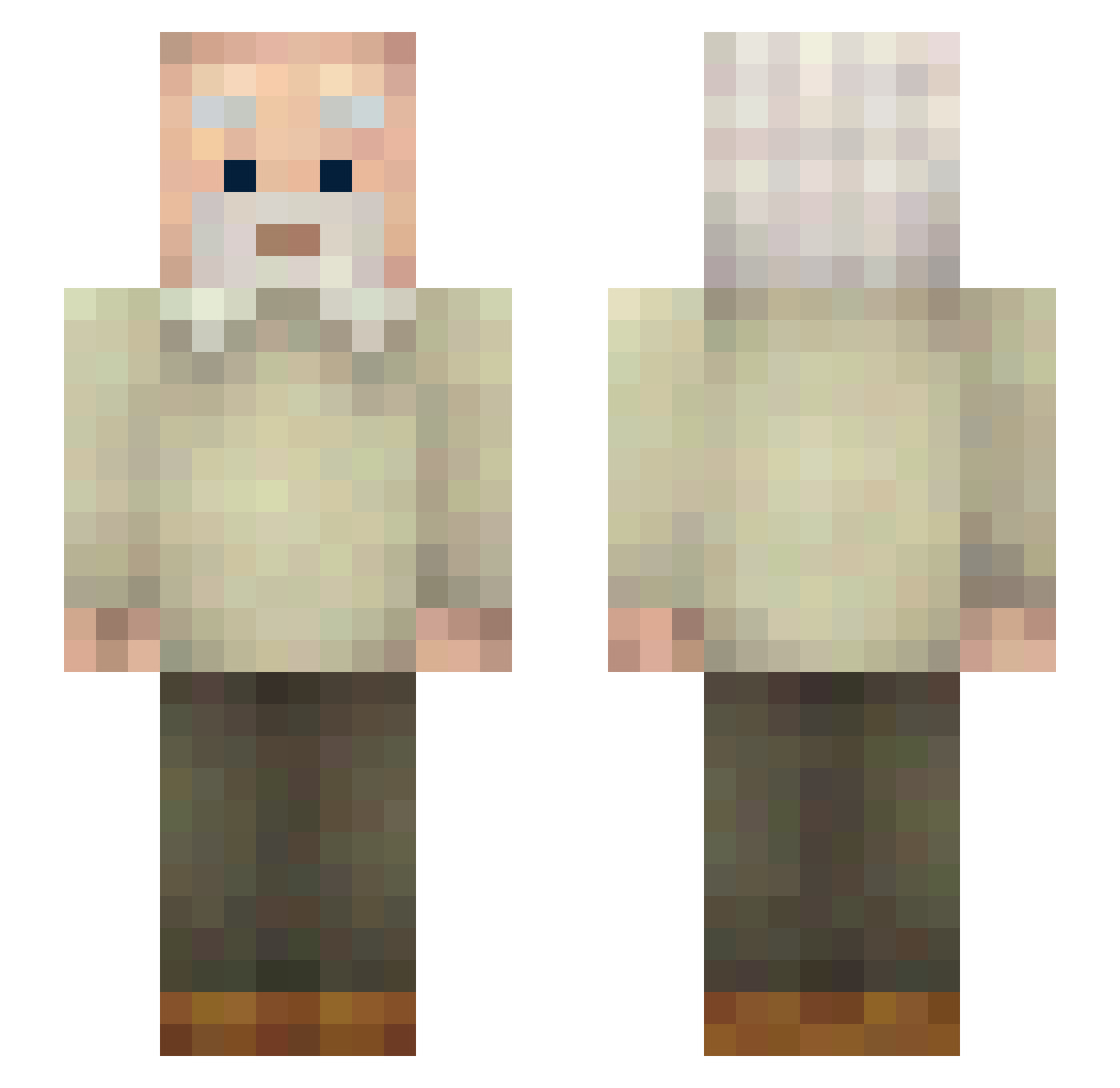 Cresador Minecraft skin, front and back view