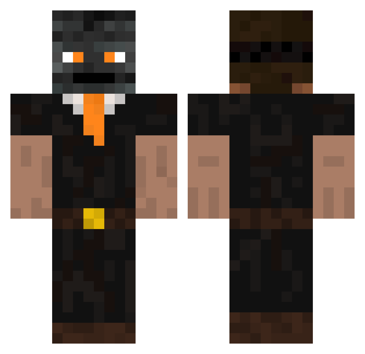 Yzzes Minecraft skin, front and back view