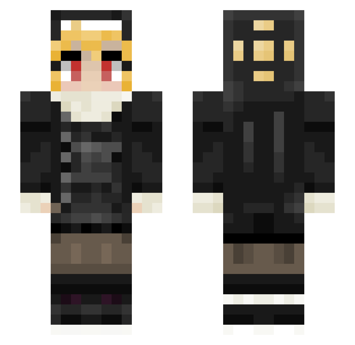 SweddersVG Minecraft skin, front and back view