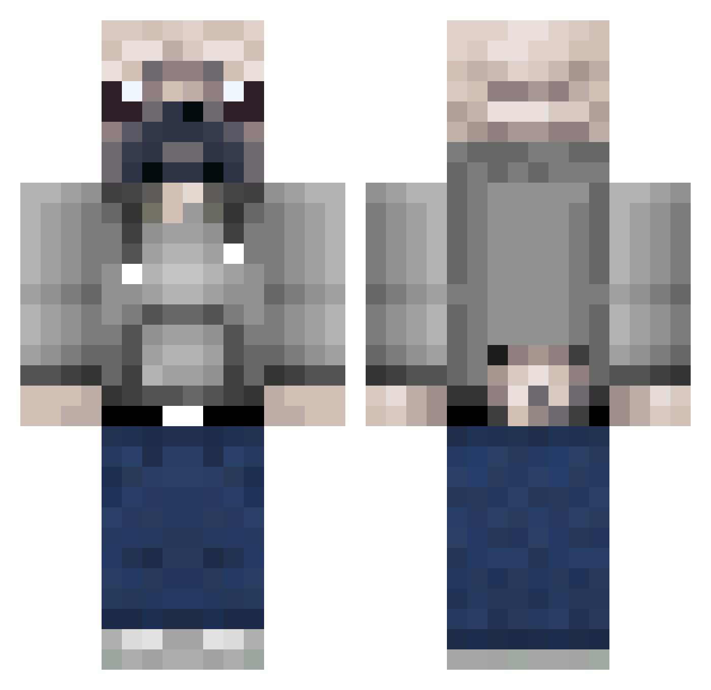 TestyDungMaster Minecraft skin, front and back view