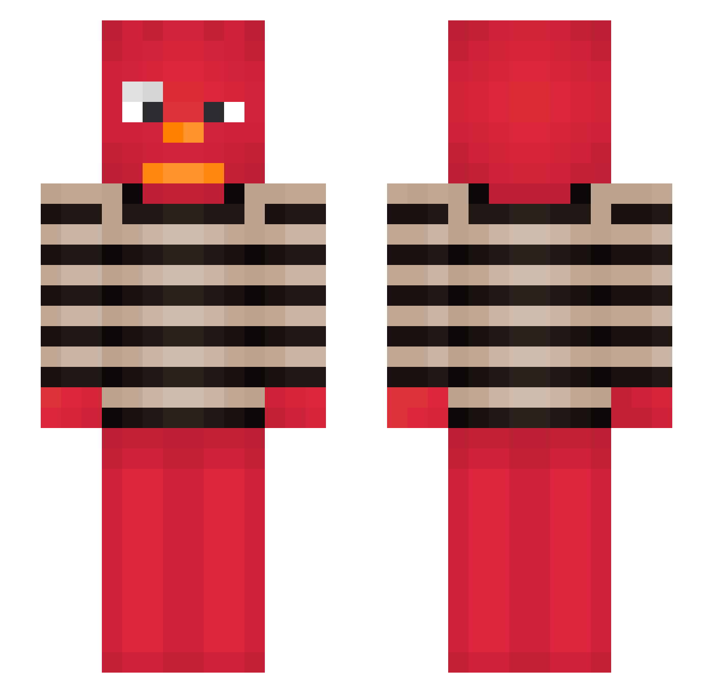 Piptobismol Minecraft skin, front and back view
