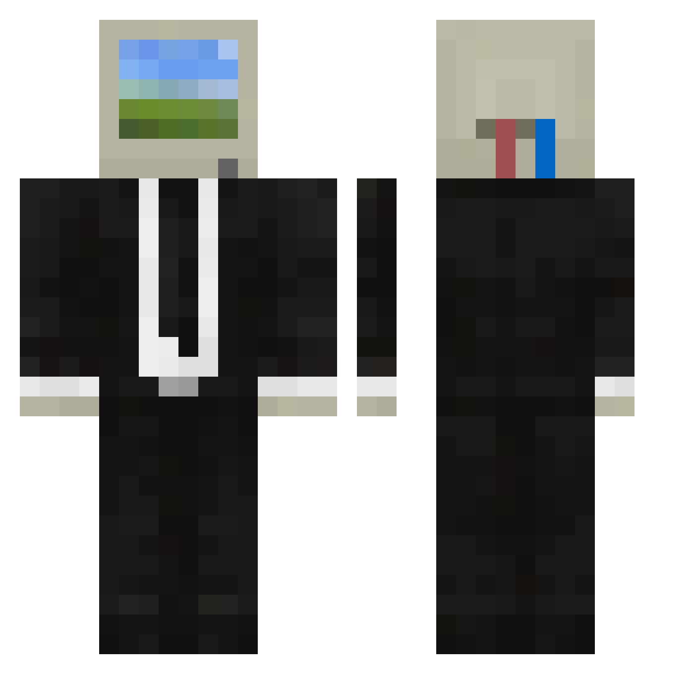 droxscales Minecraft skin, front and back view