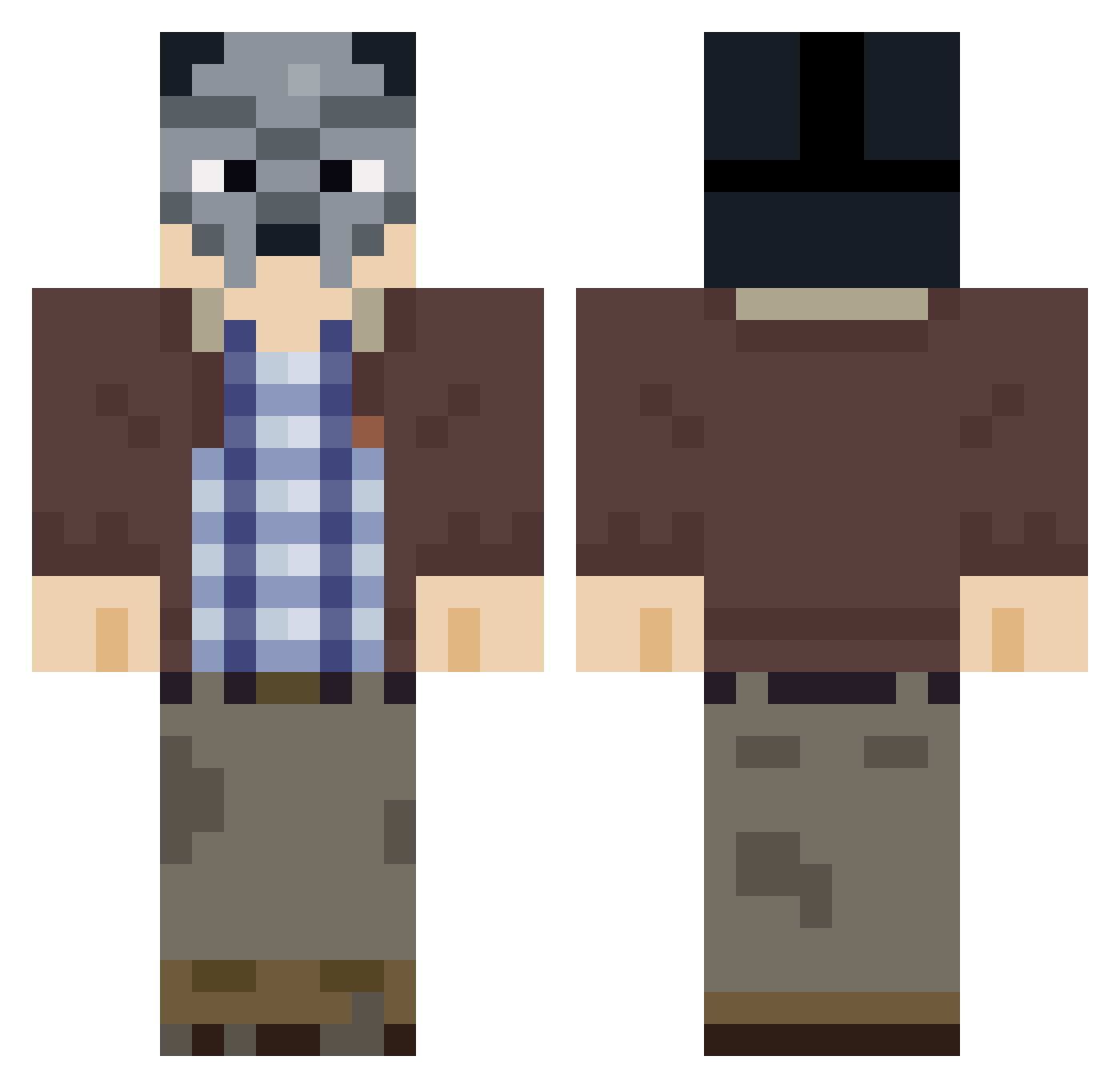 bluzkruzis Minecraft skin, front and back view