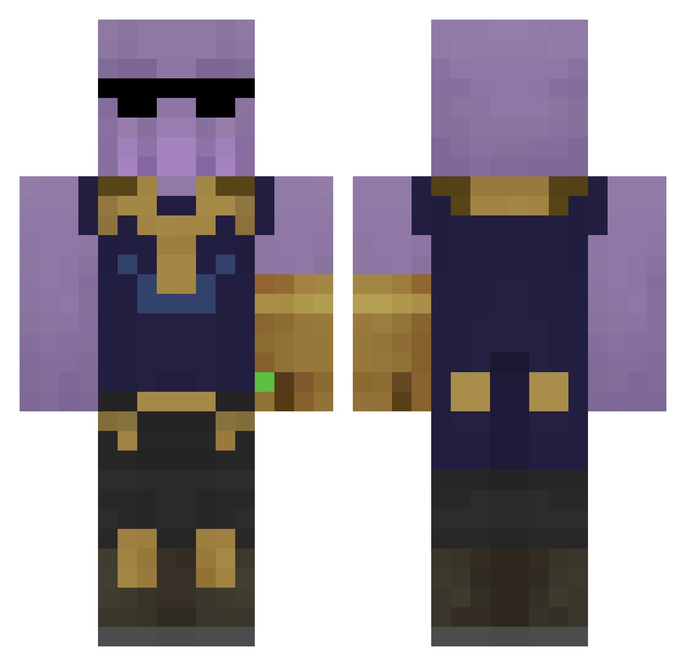 szokmeister Minecraft skin, front and back view