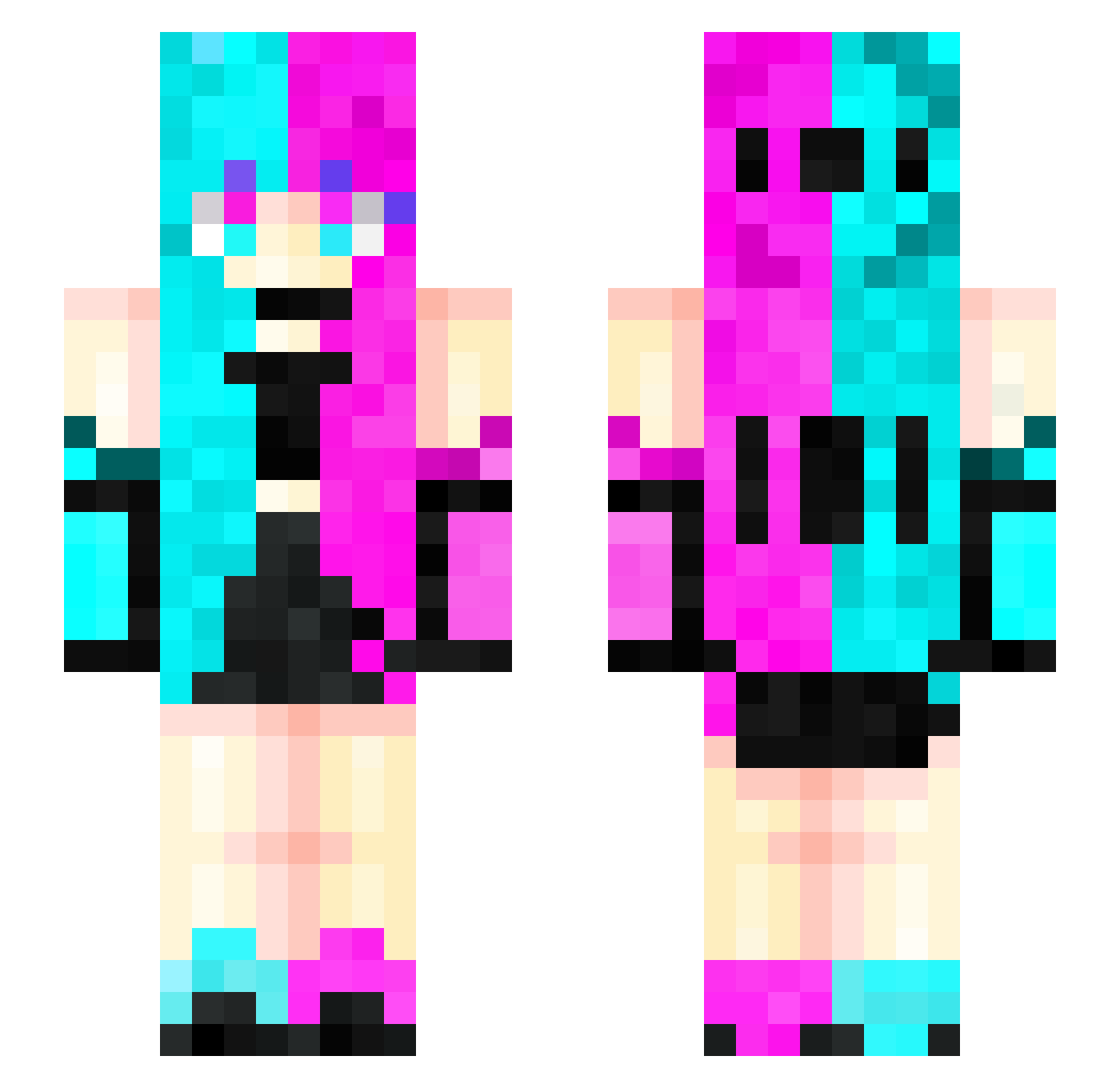 VioletaParra Minecraft skin, front and back view