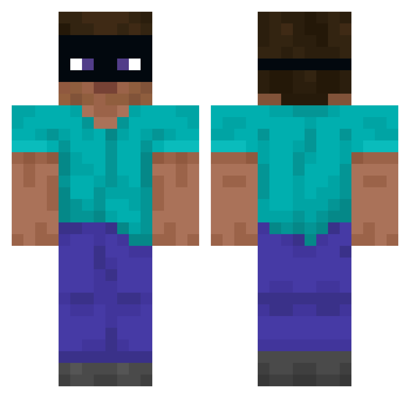 UnomeMusic Minecraft skin, front and back view