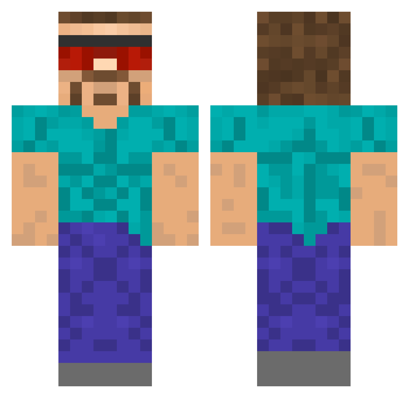 MulletManAUS Minecraft skin, front and back view