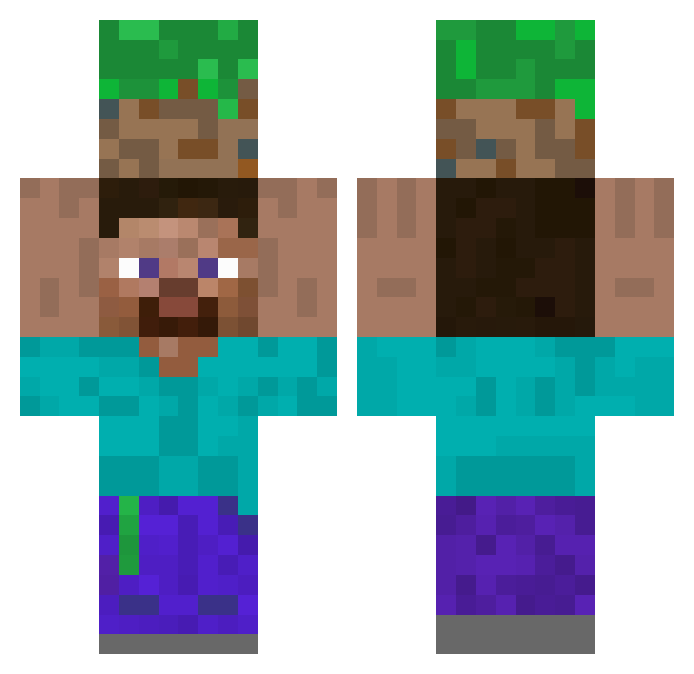 SigmaGca Minecraft skin, front and back view