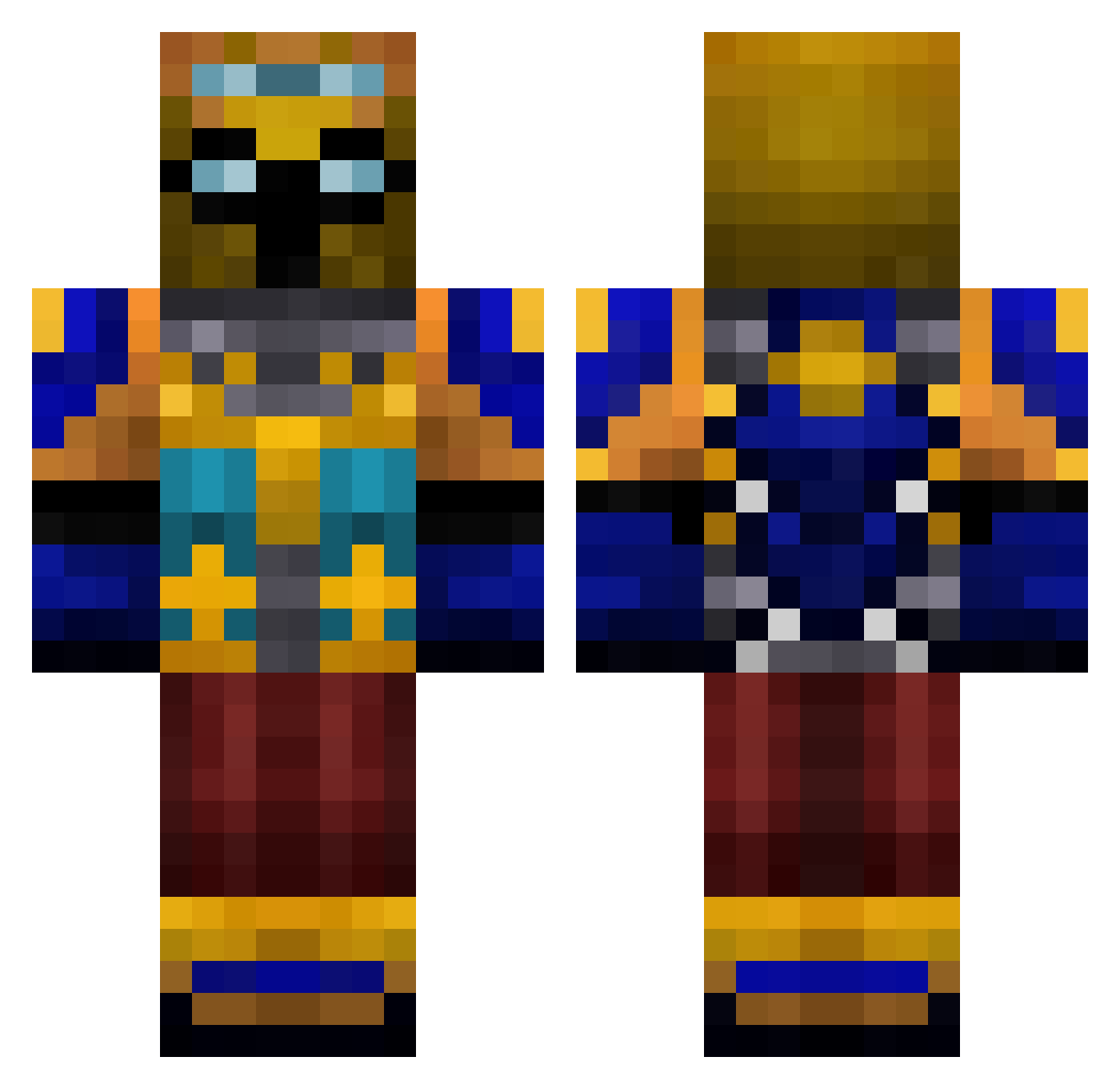 xHMM Minecraft skin, front and back view