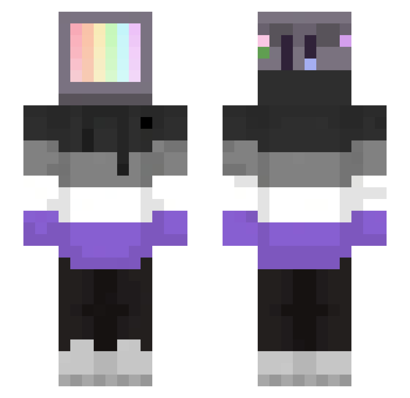 Micmacmike Minecraft skin, front and back view