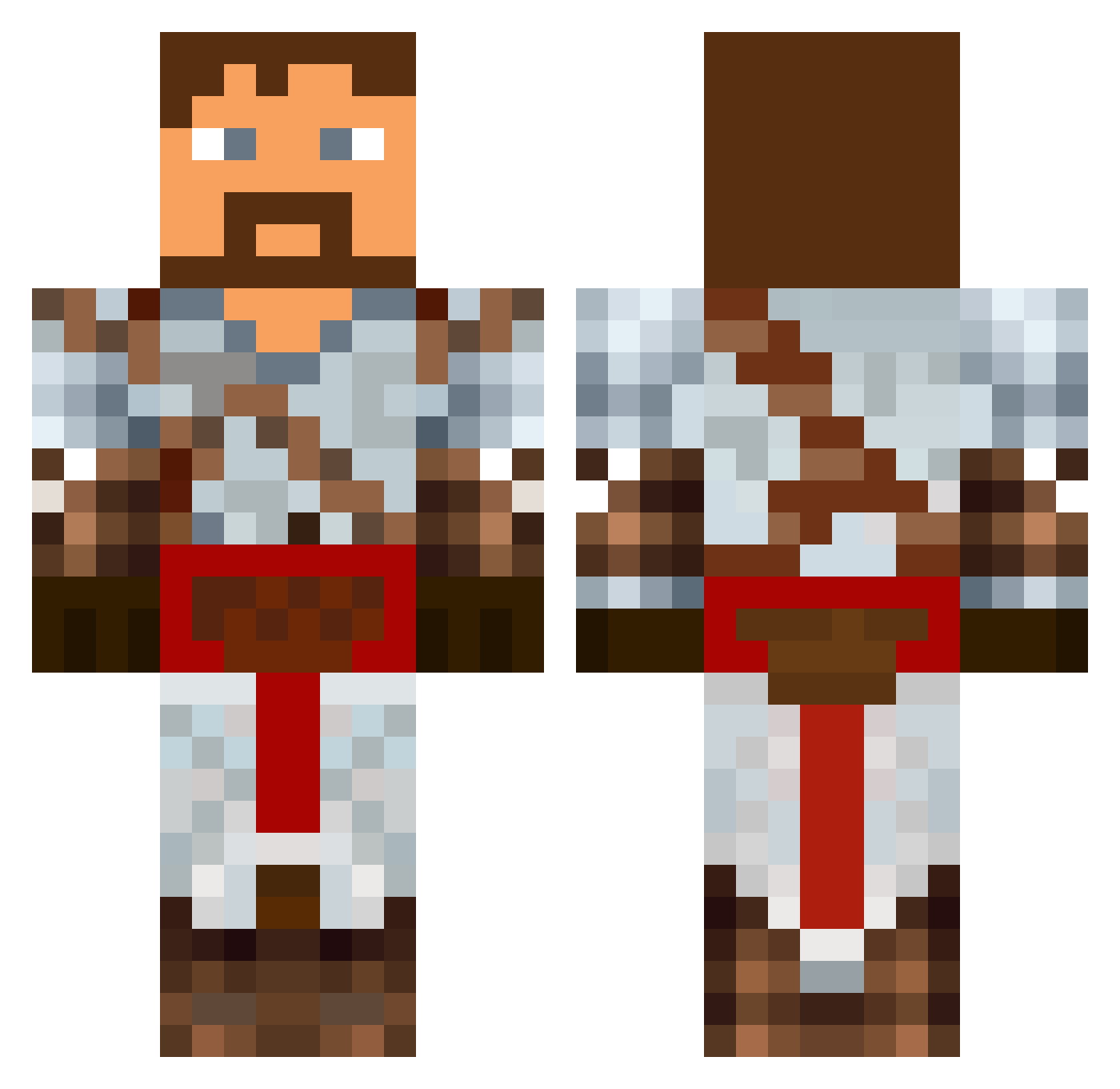 Murderment Minecraft skin, front and back view