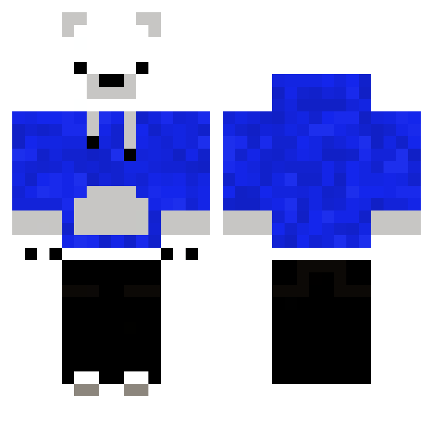 RustyBlack Minecraft skin, front and back view