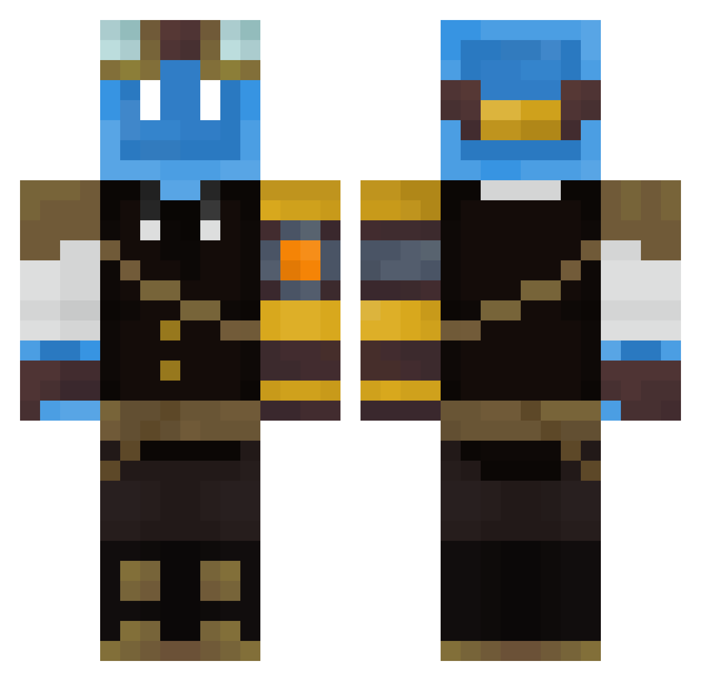 scruffed_ Minecraft skin, front and back view
