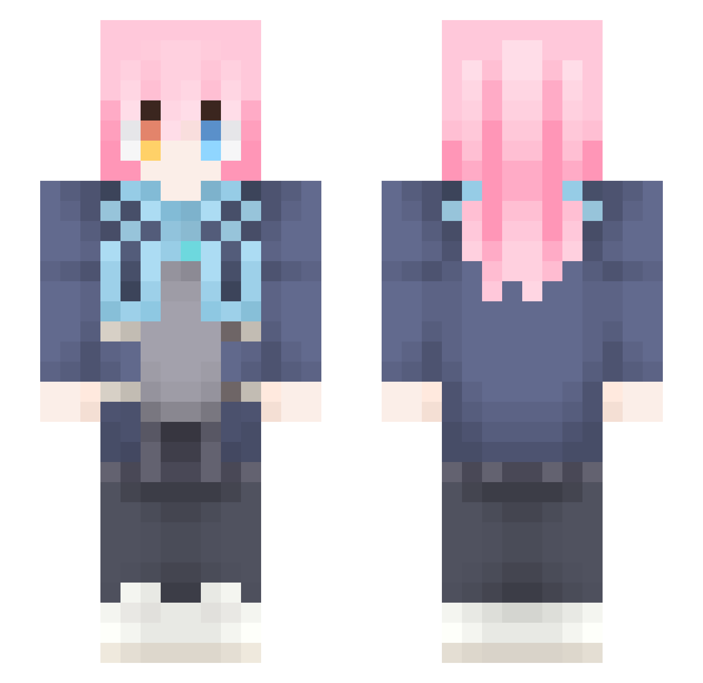 Takanash1_Hosino Minecraft skin, front and back view