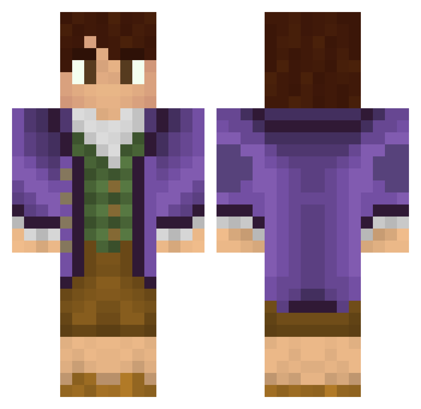 Baqueffi Minecraft skin, front and back view