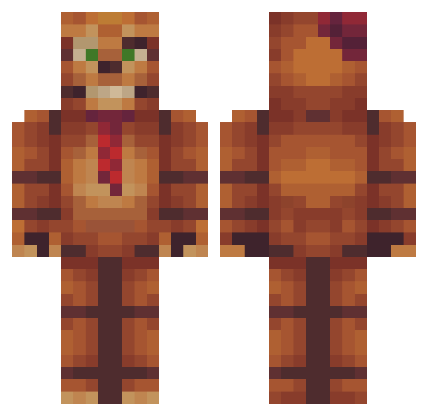 NeddBear Minecraft skin, front and back view