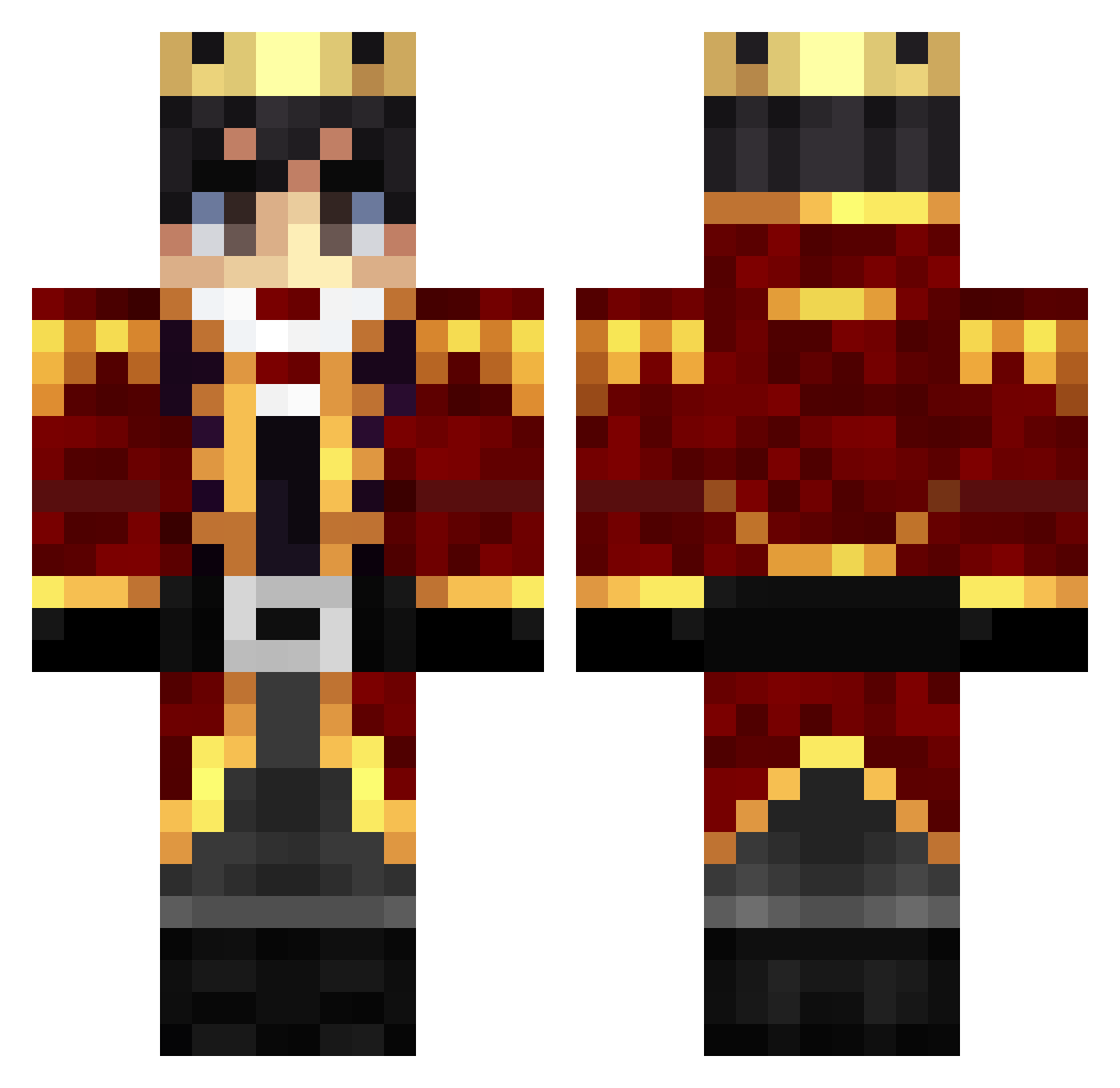 SanChaz Minecraft skin, front and back view