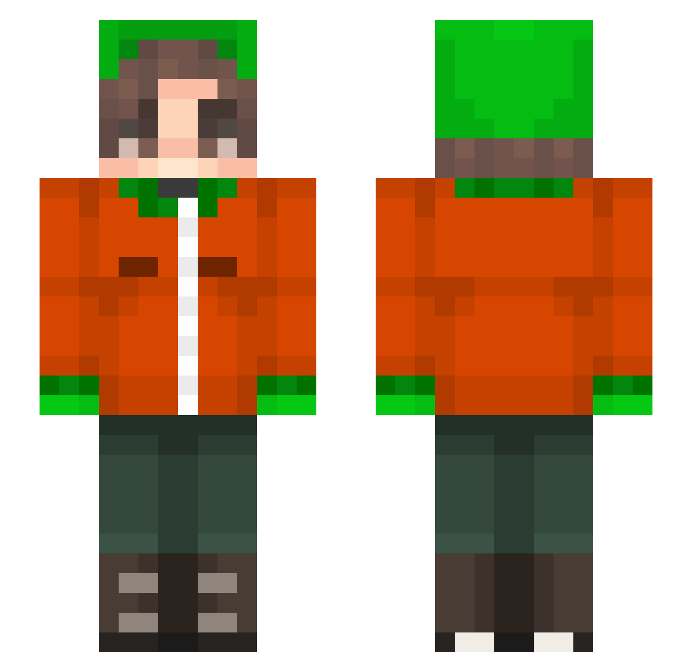 unalleviated Minecraft skin, front and back view