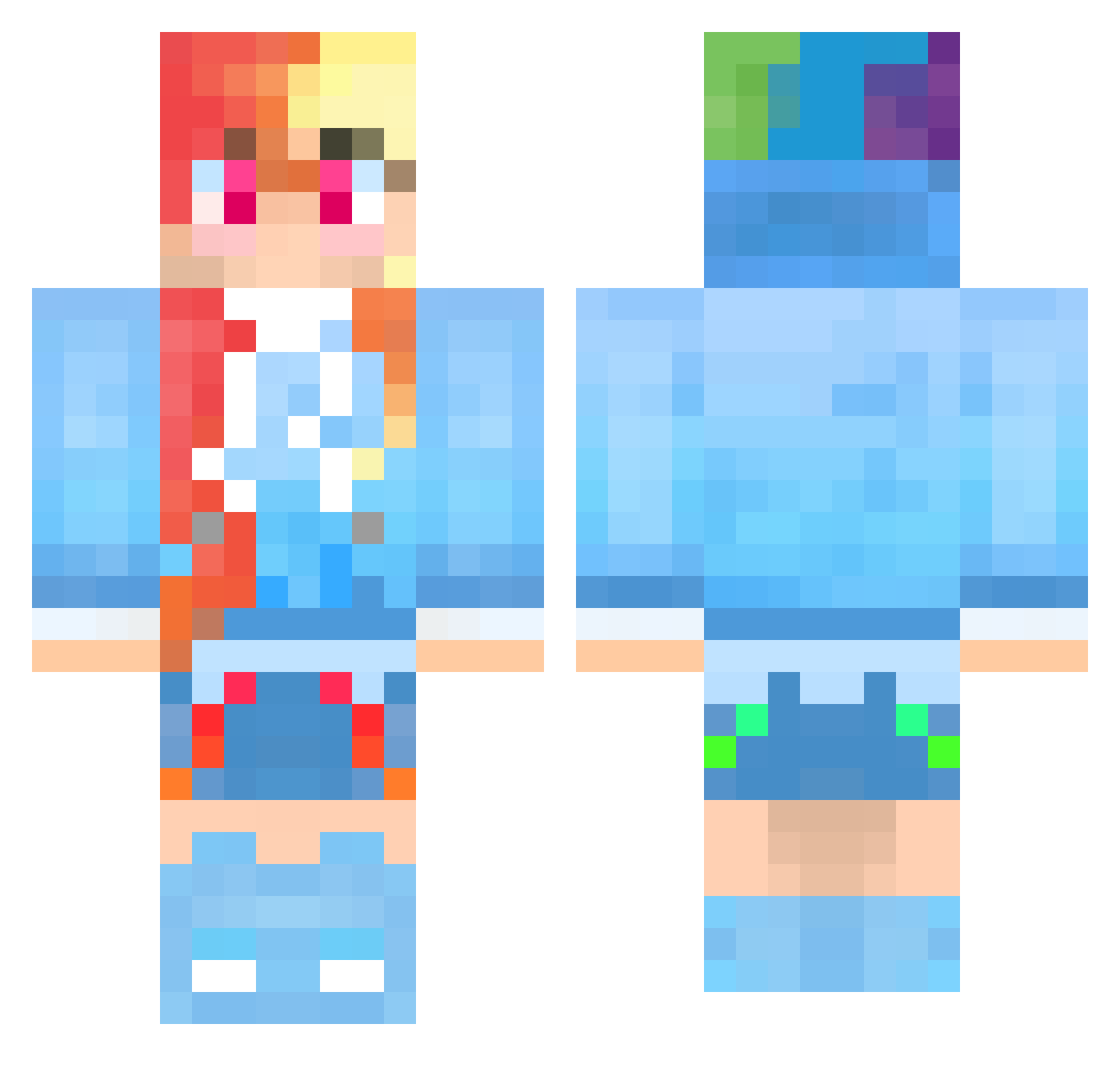 Pony Minecraft skin, front and back view