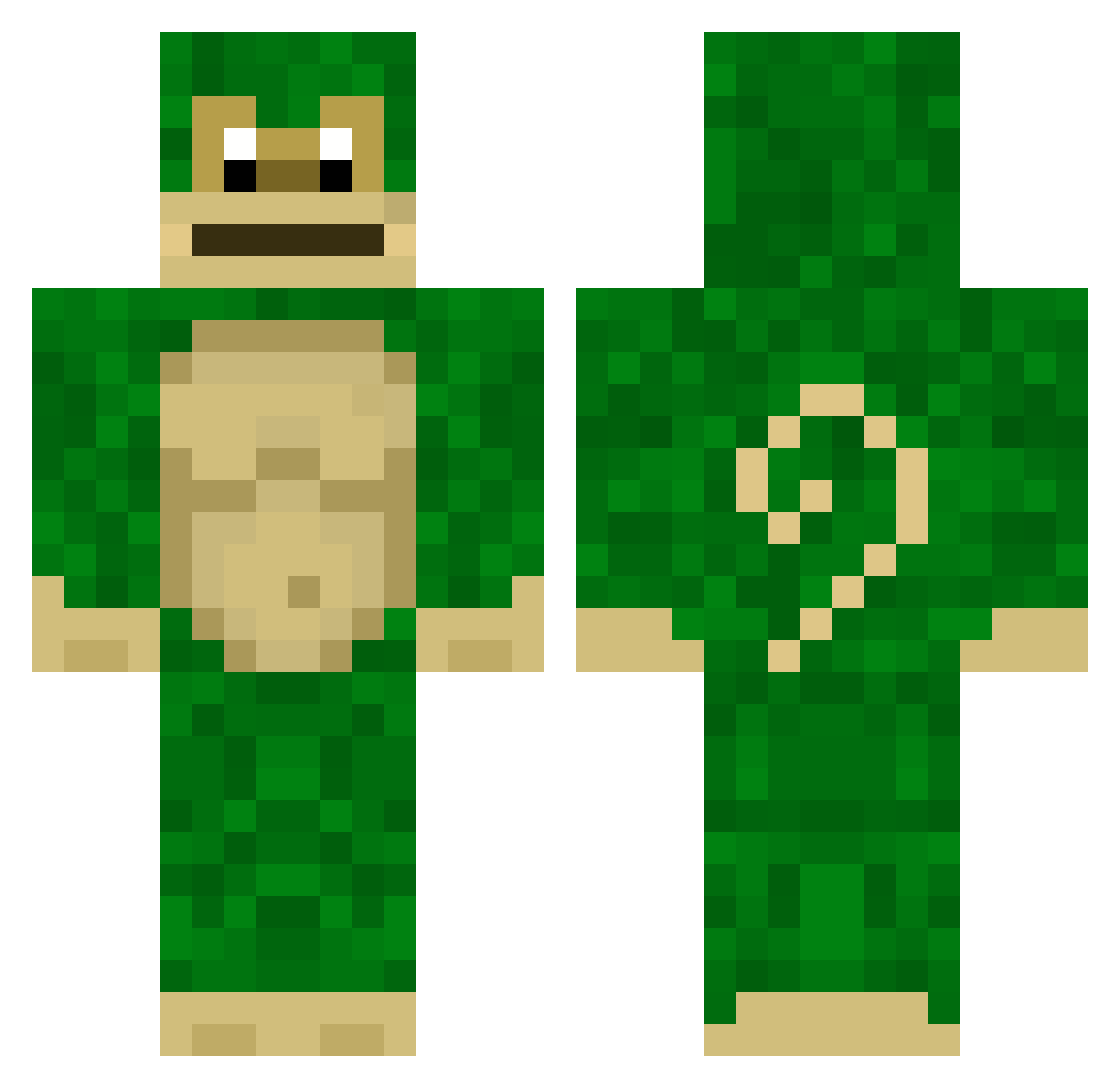 Surfplatta Minecraft skin, front and back view