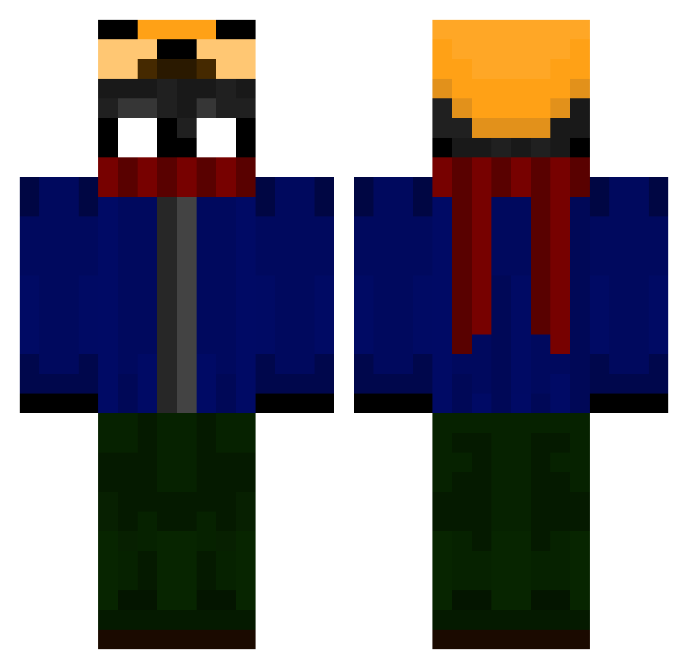 MatosAxe Minecraft skin, front and back view