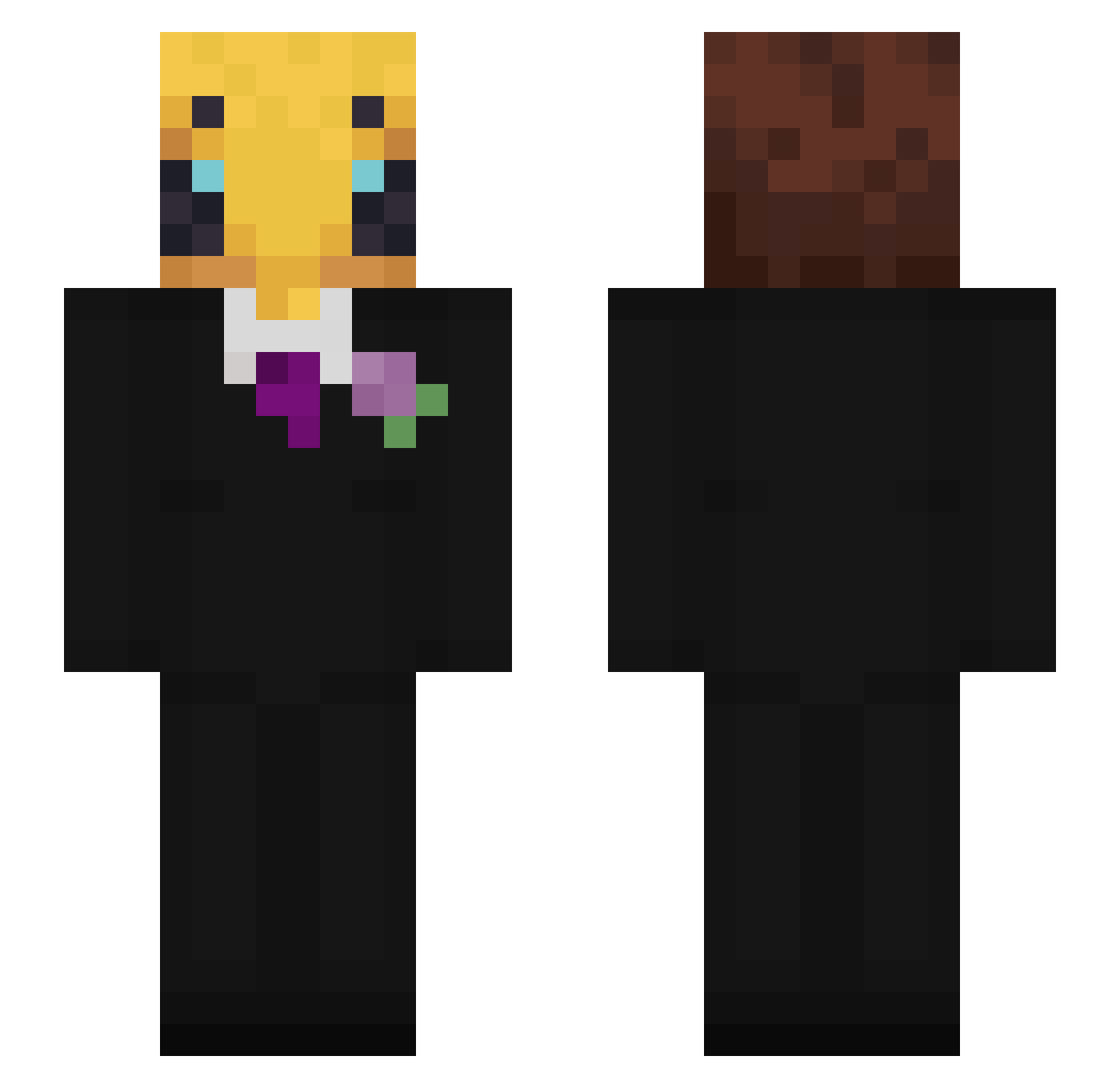 qwi1y Minecraft skin, front and back view