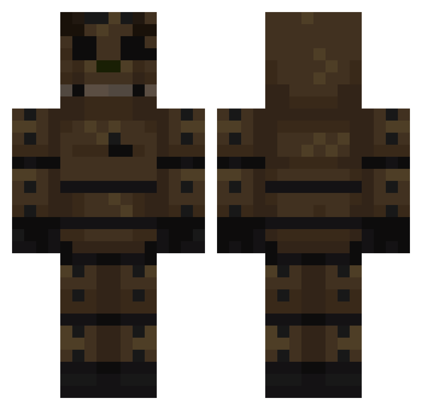 Dripfredbear Minecraft skin, front and back view