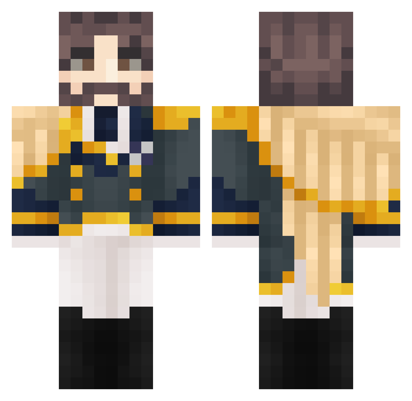 Supyall Minecraft skin, front and back view