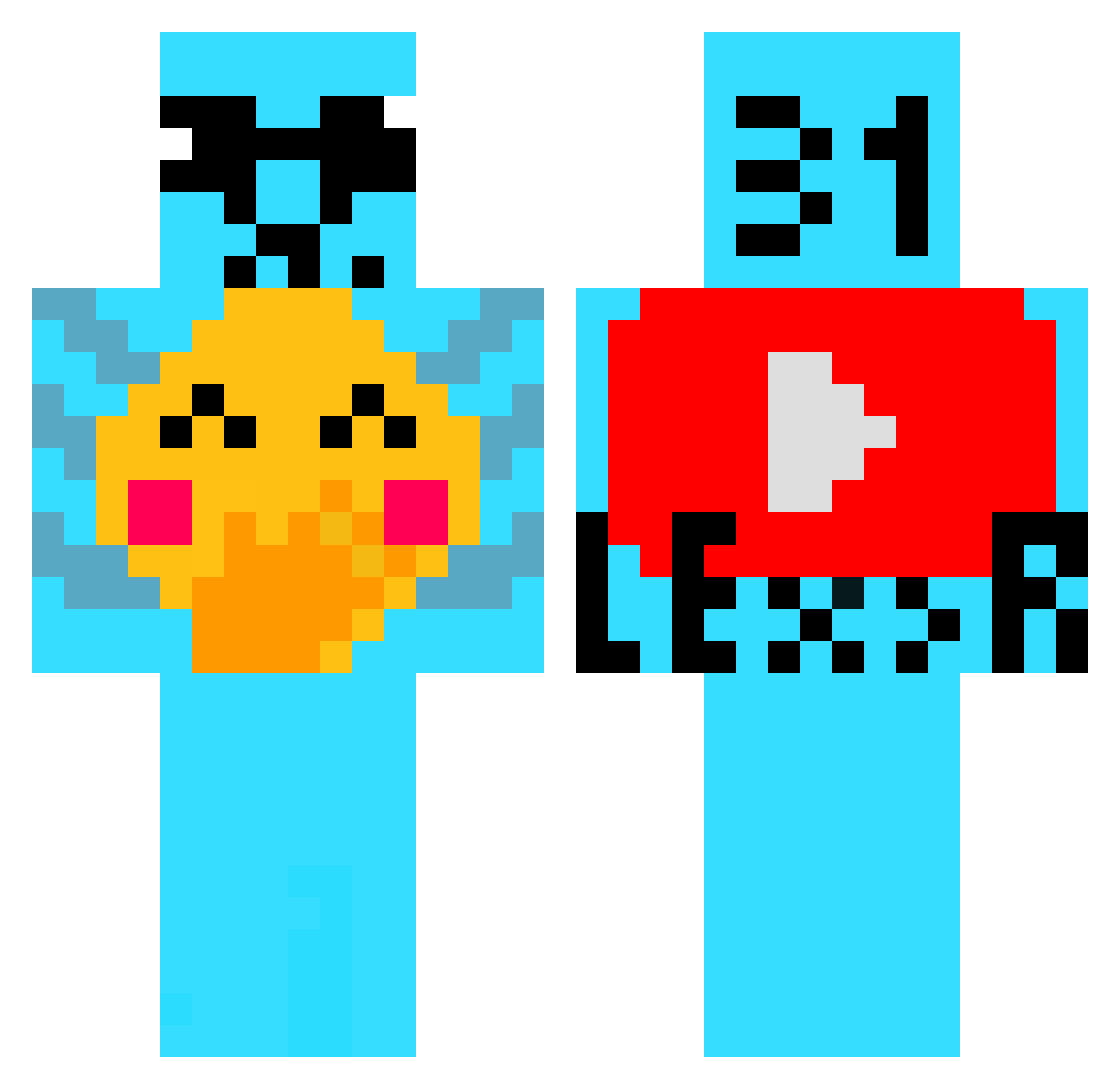 lexsxr Minecraft skin, front and back view