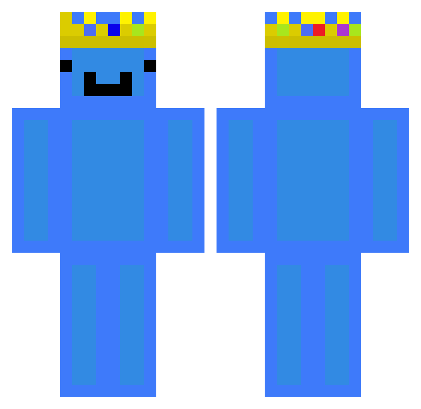 Atfistek Minecraft skin, front and back view