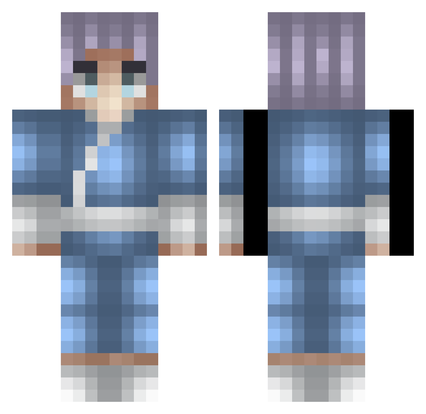 Sawzyy Minecraft skin, front and back view