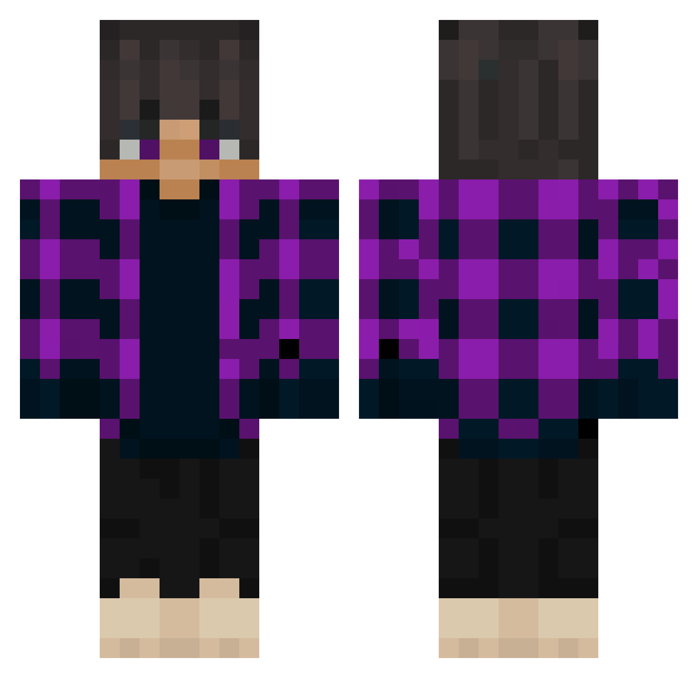 Pluutoq Minecraft skin, front and back view