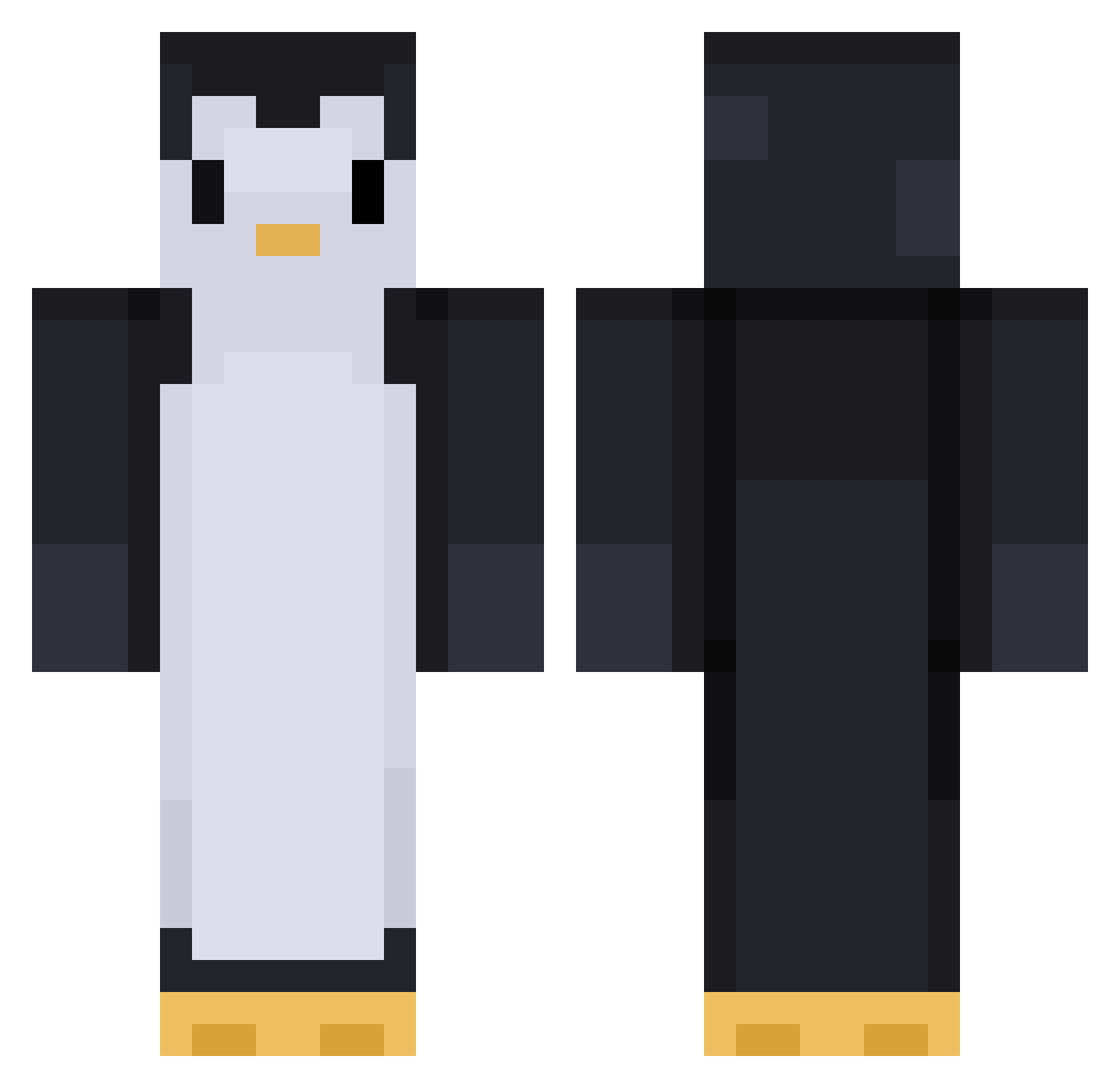 Tekkiler Minecraft skin, front and back view