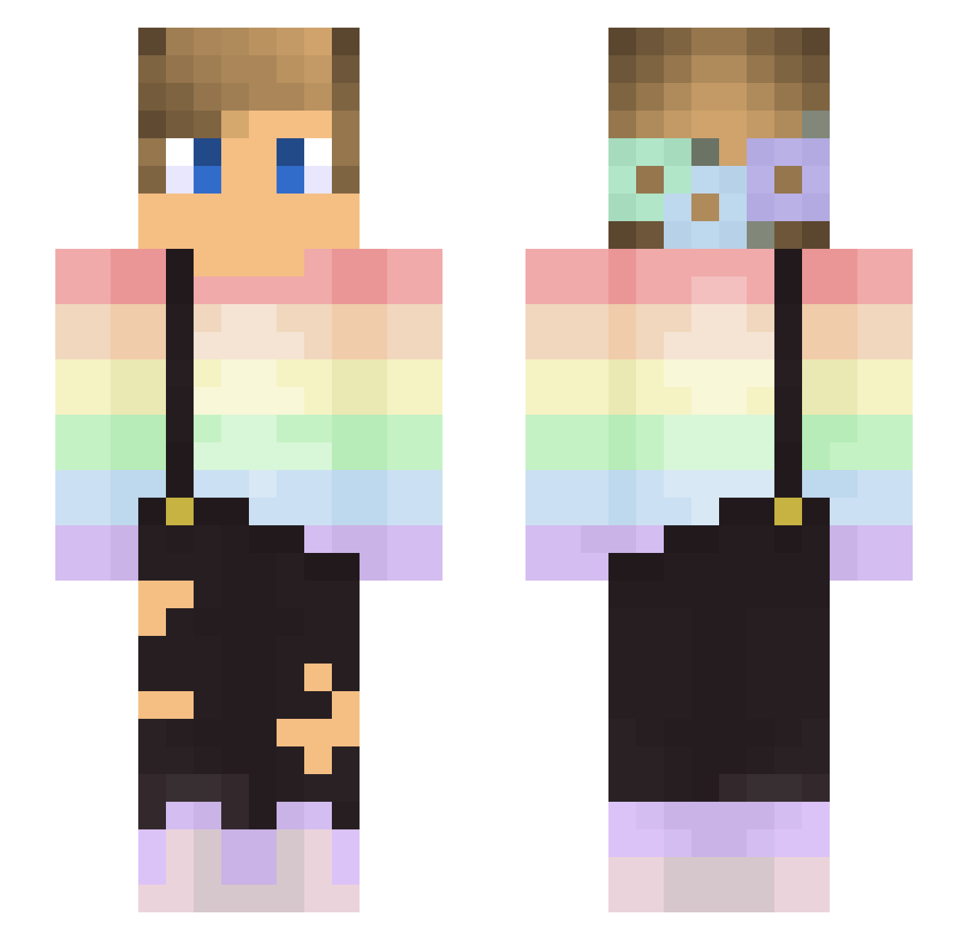 UNSECRET Minecraft skin, front and back view