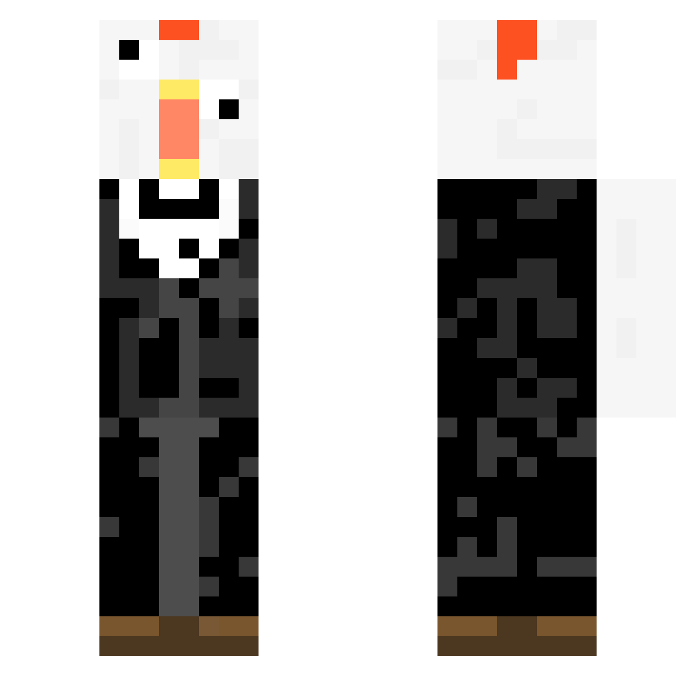 TheYellowLil Minecraft skin, front and back view