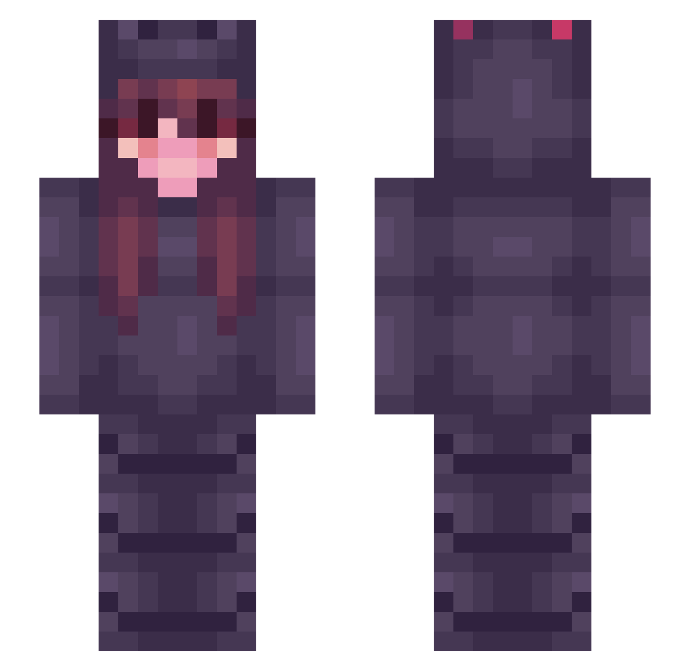 mooshee Minecraft skin, front and back view