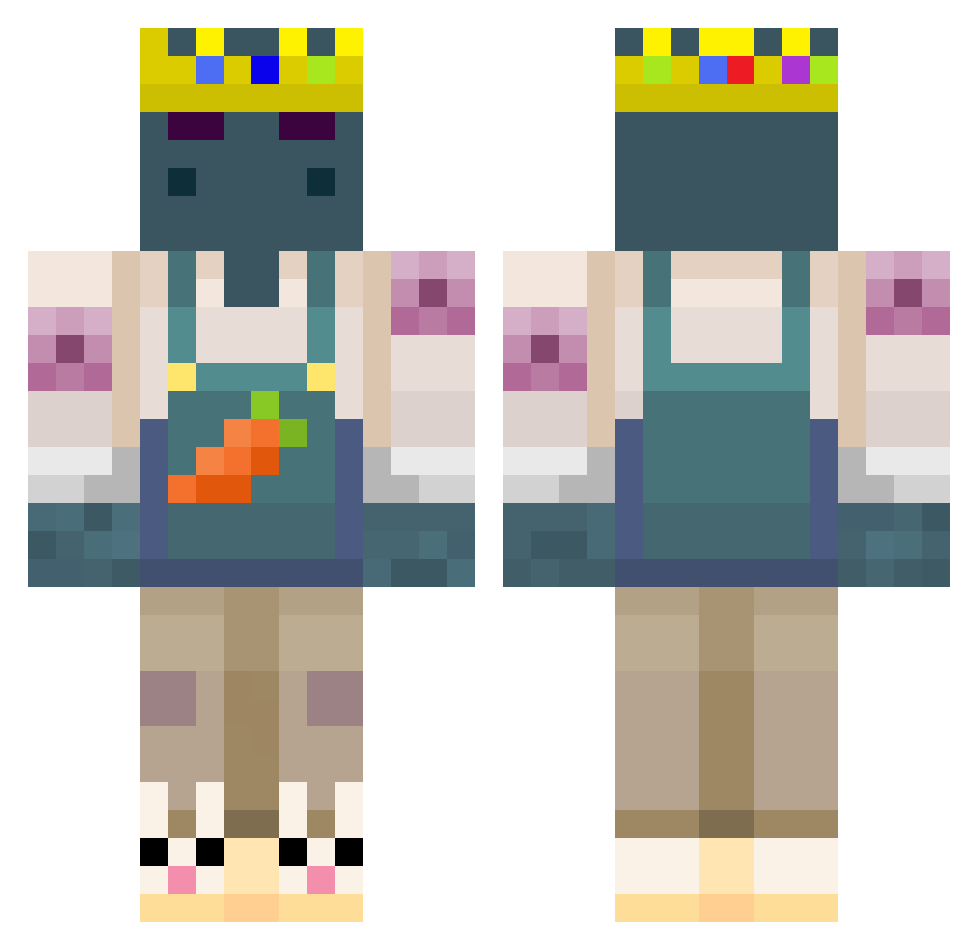 Dogloarf Minecraft skin, front and back view