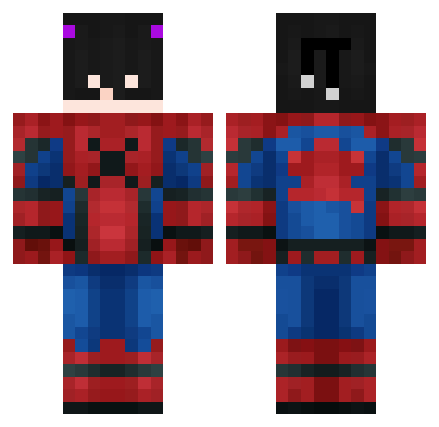 zer0nil Minecraft skin, front and back view