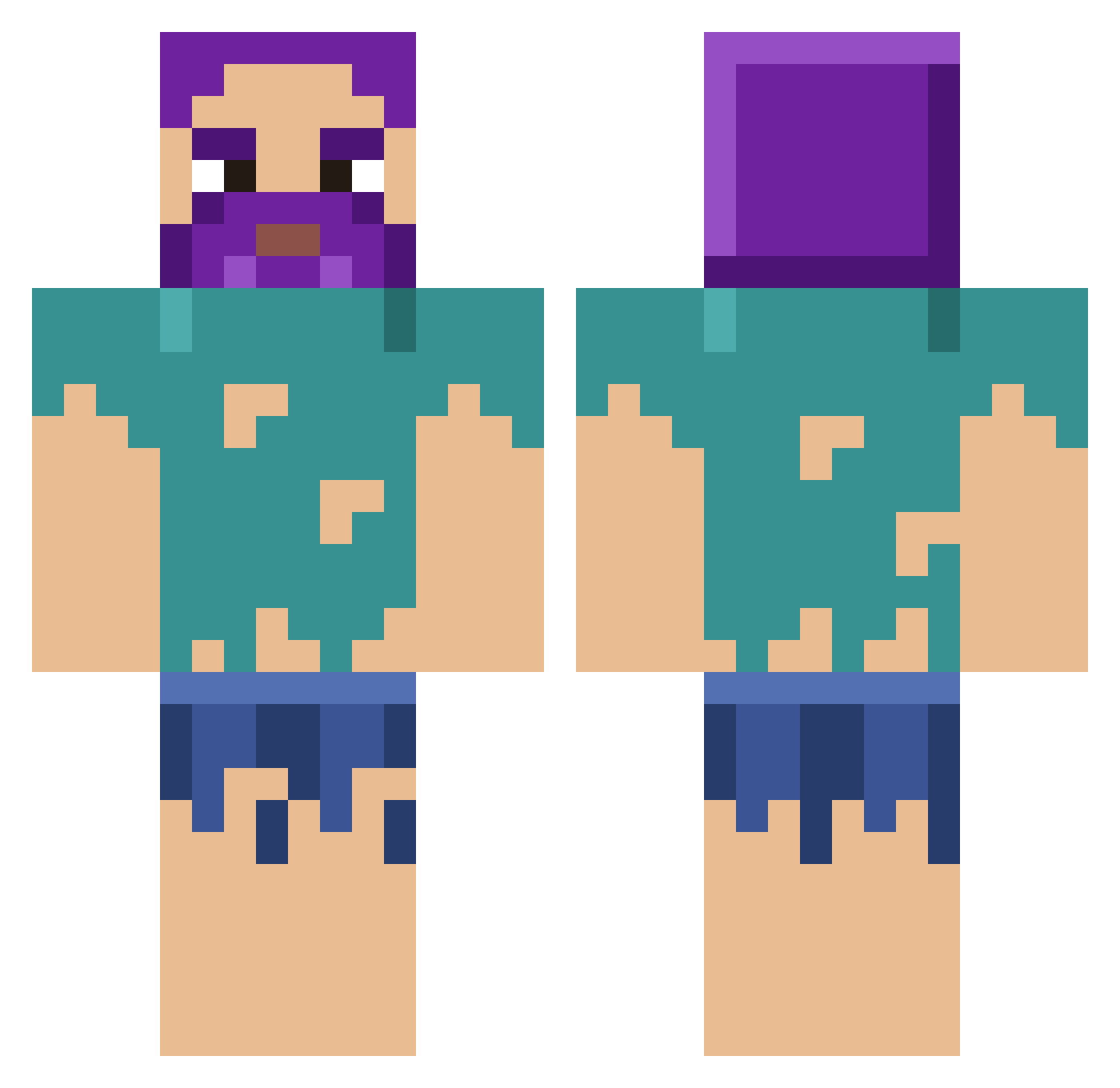 JesusFromTheHood Minecraft skin, front and back view
