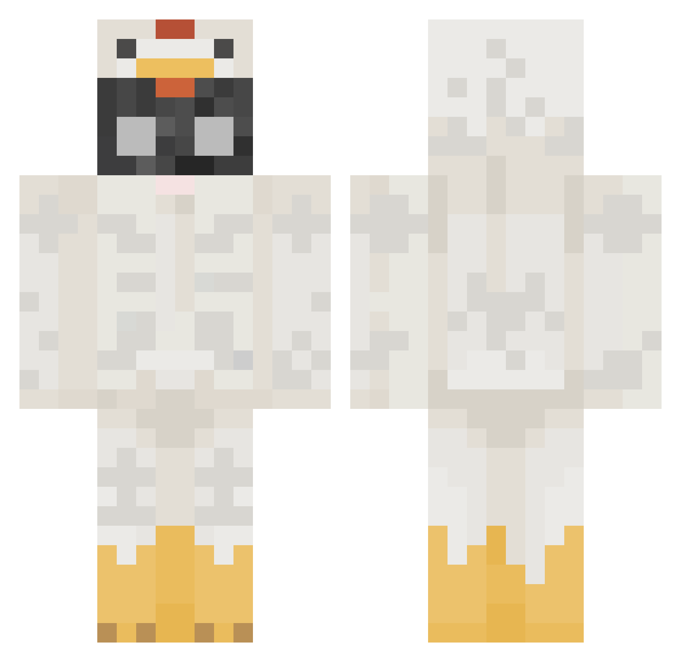 Undoubled Minecraft skin, front and back view